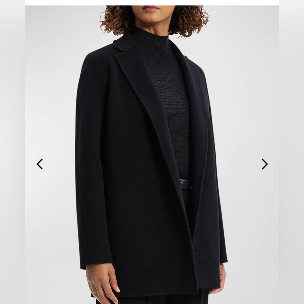 Theory Women’s Black Wool Cashmere Coat, Size L NWT